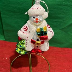 Handmade glass blown snowman ornament